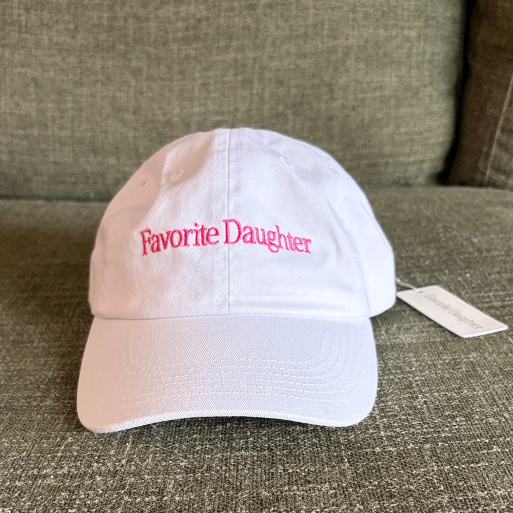 Favorite Daughter White Cap with Pink Embroidery